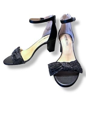 ✨ LifeStride Florence Bow Ankle Strap Heels Black Sz 8 Women’s Dress Sandals NIB